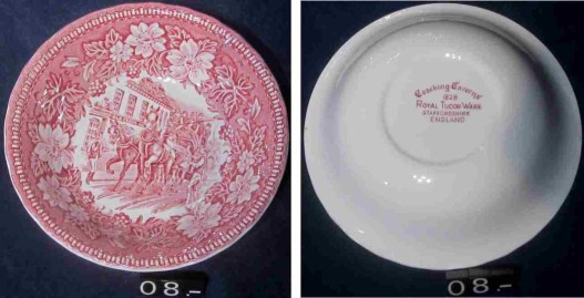 08 PLATO CUENCO PORCELANA COACHING TAVERNS 1828 13CMS